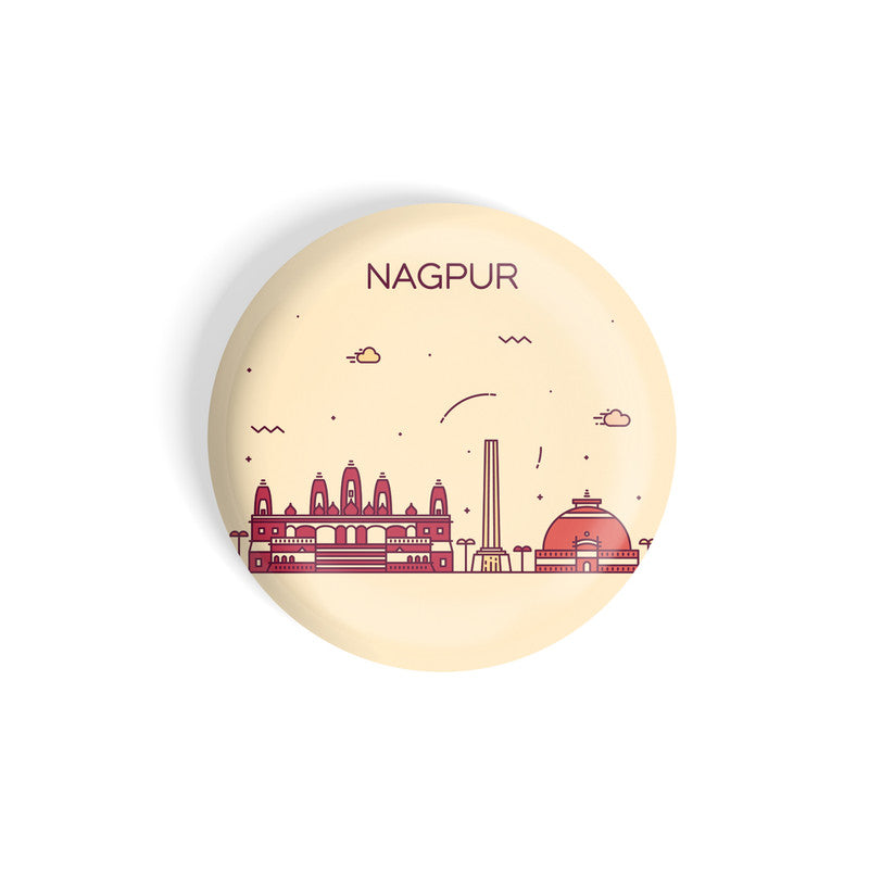 dhcrafts Round Fridge Magnet Brown Color Nagpur Glossy Finish Design Pack of 1 (58 mm)